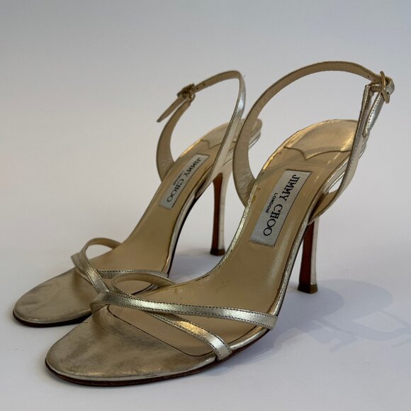 Jimmy Choo Gold Strappy Sandals, EU 40 - Picture 2 of 16